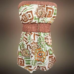 FANG  - Sleeveless tank, brown tropical print, 100% cotton